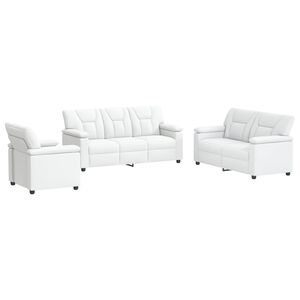 vidaXL Zestaw Sof 3 pcs Biały Ekosk&oacute;ra