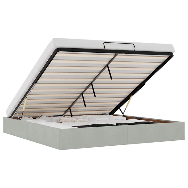 vidaXL Rama ł&oacute;żka otomana bez materacem, szara, 200x200 cm, aksamit