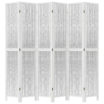 vidaXL Parawan pokojowy, 6-panelowy, biały, lite drewno paulowni