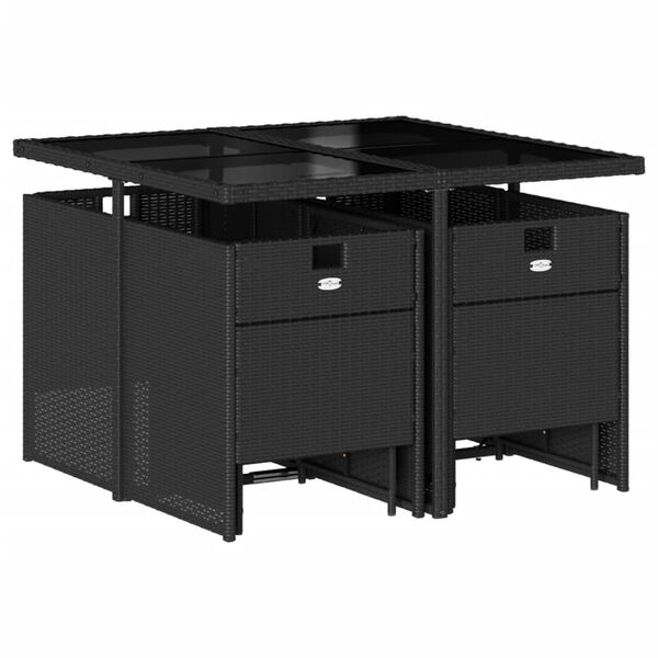 vidaXL 9-cz. zestaw mebli ogrodowych z poduszkami, czarny, rattan PE