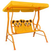 vidaXL Huśtawka dla dzieci, żółta, 115x75x110 cm, tkanina