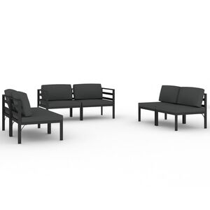 vidaXL 6-cz. zestaw mebli ogrodowych, poduszki, aluminium, antracyt