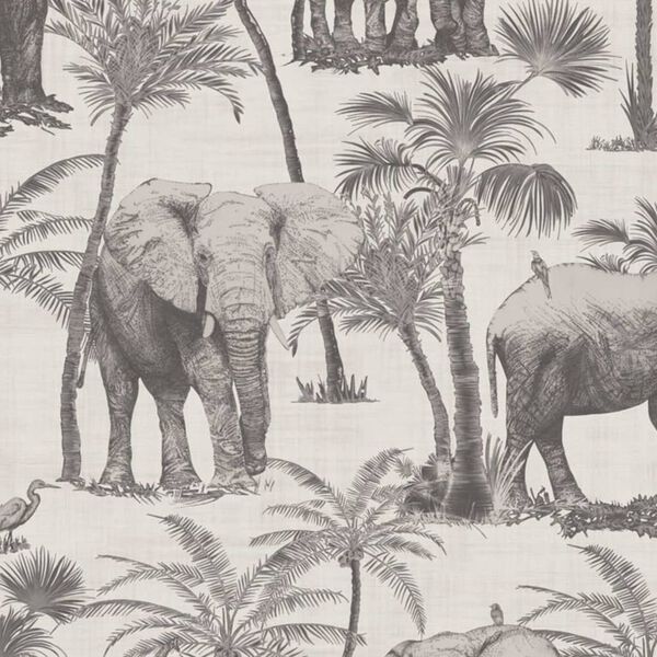 DUTCH WALLCOVERINGS Tapeta Elephant Grove, ciemnoszara