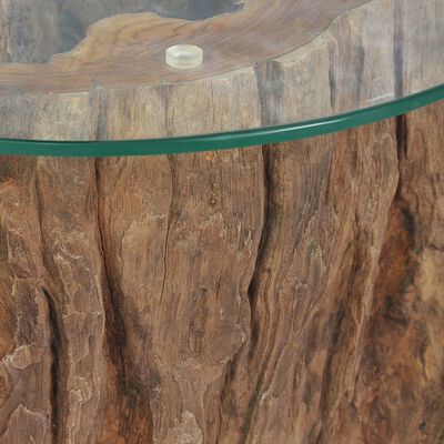 vidaXL Stolik kawowy, drewno tekowe i szkło, 50 x 40 cm