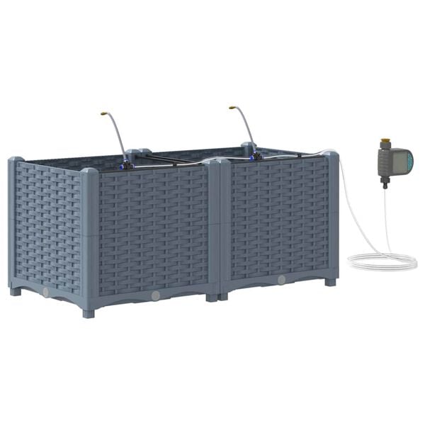 vidaXL Doniczka ogrodowa 2 pcs Jasnoszary Stal