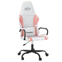 vidaXL Masujący fotel gamingowy, biało-różowy, sztuczna skóra