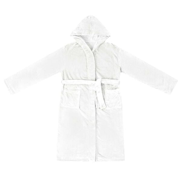 vidaXL Szlafrok z kapturem Biały l Flanela