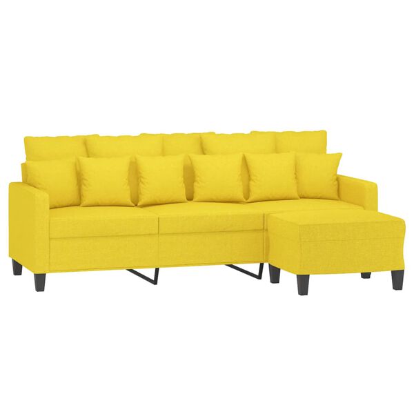 vidaXL 3-osobowa sofa z podn&oacute;żkiem, jasnoż&oacute;łty, 180 cm, tkaniną