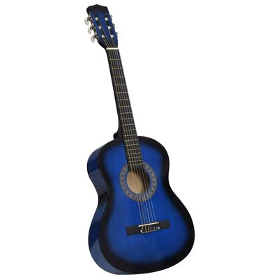 vidaXL Gitara klasyczna dla początkujących z torbą, niebieska 3/4, 36"