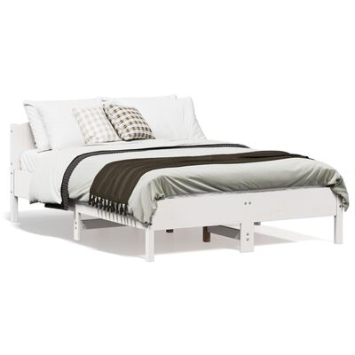 vidaXL Rama łóżka z wezgłowiem, biała, 120x190 cm, lite drewno sosnowe