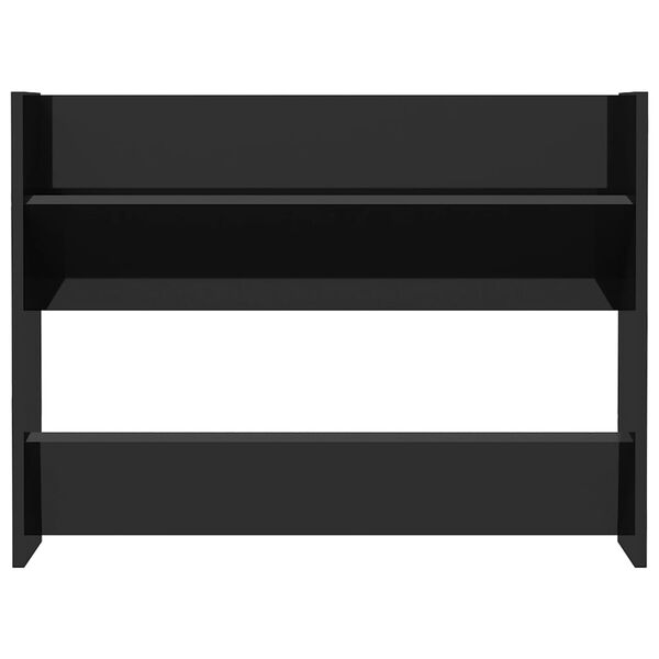 vidaXL P&oacute;łka ścienna na buty, czarna z połyskiem, 80x18x60 cm