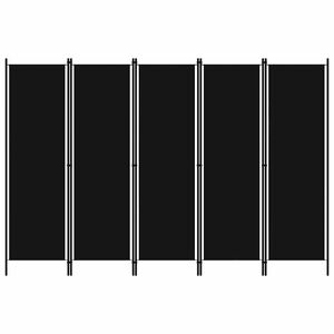 vidaXL Parawan 5-panelowy, czarny, 250 x 180 cm