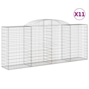 vidaXL Kosze gabionowe, 11 szt, 300x50x120/140cm, galwanizowane żelazo