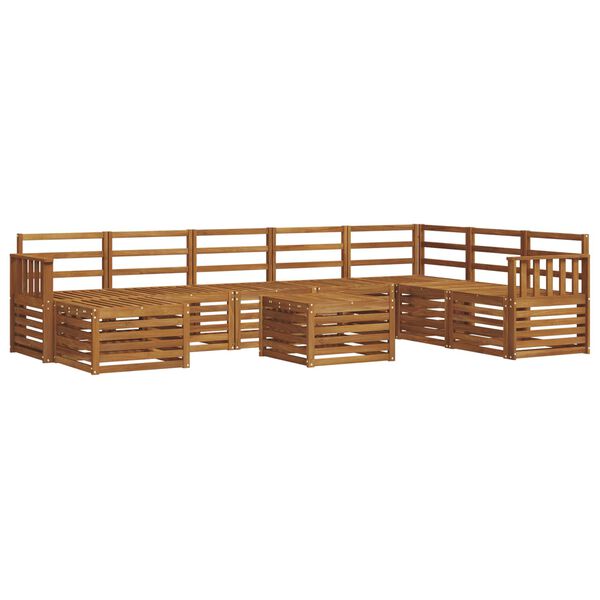 vidaXL Zestaw sofy narożnej 9 pcs Naturalny Lite Drewno Akacji