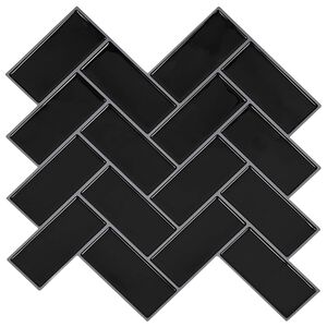 vidaXL Płytka w jodełkę 10 pcs Czarny 30 x 30 cm Poliuretan i PET