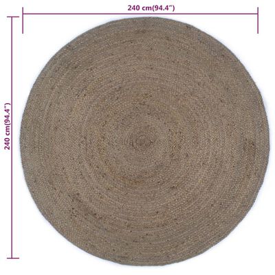 vidaXL Ręcznie robiony dywan z juty, okrągły, 240 cm, szary