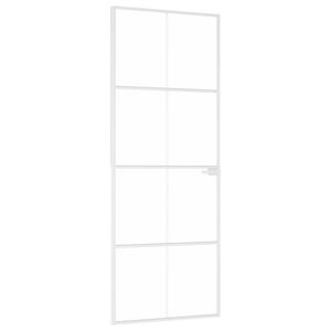 vidaXL Drzwi wewnętrzne, białe, 76x201,5 cm, szkło i aluminium
