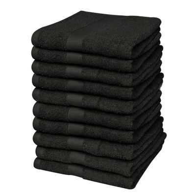 vidaXL Ręczniki, 10 szt., bawełna, 500 g/m², 30x50 cm, czarne
