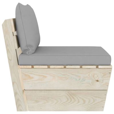 vidaXL Ogrodowa sofa środkowa z palet, poduszki, impregnowany świerk