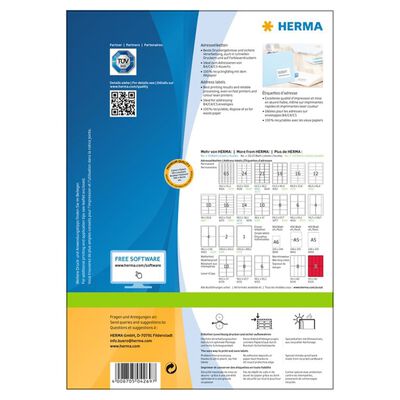 HERMA Samoprzylepne etykiety adresowe, 99,1x67,7 mm, 100 arkuszy A4
