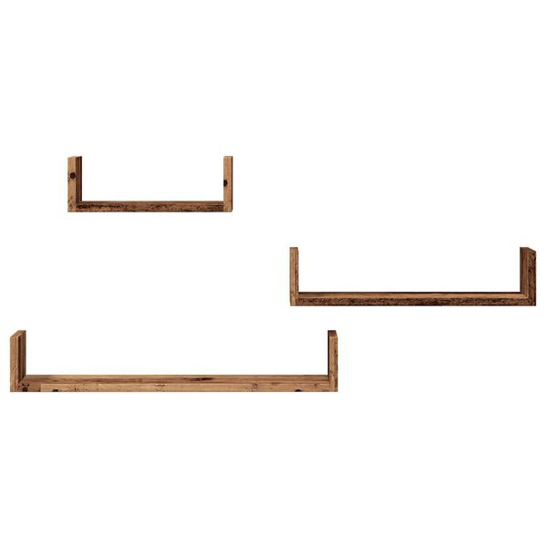vidaXL Półki ścienne, 3 szt., stare drewno, materiał drewnopochodny