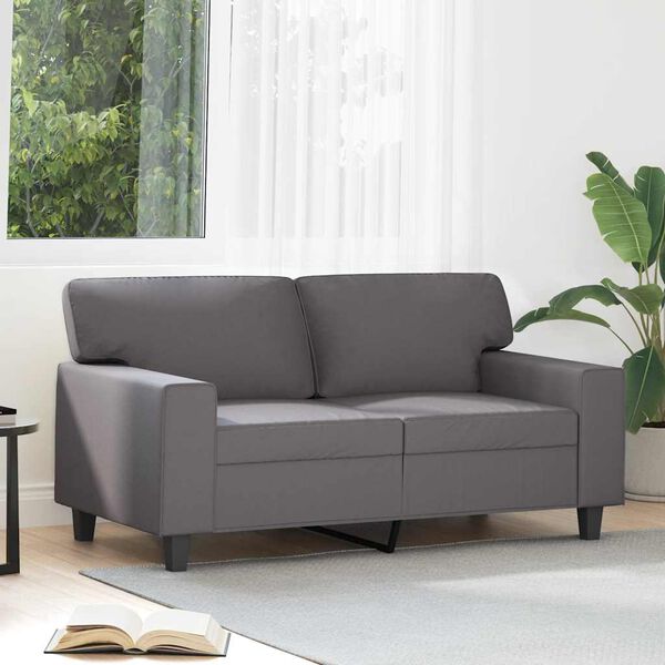 vidaXL 2-osobowa sofa, szary, 120 cm, sztuczna sk&oacute;ra