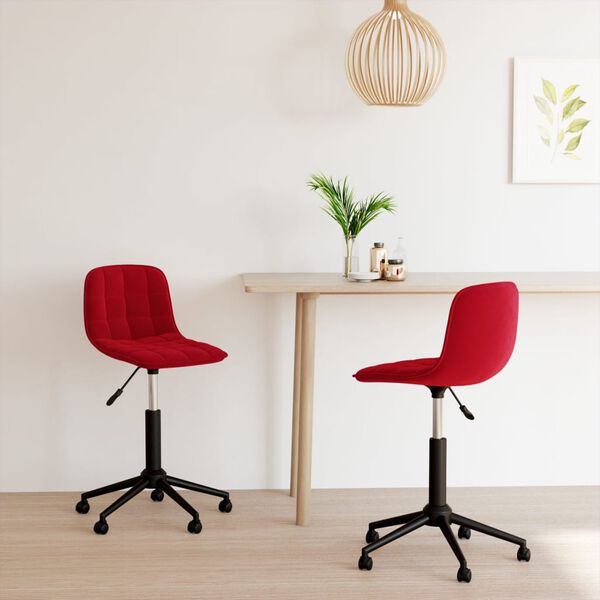 vidaXL Obrotowe krzesła stołowe, 2 szt., winna czerwień, aksamitne