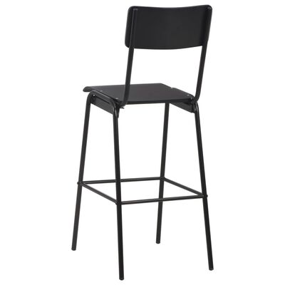 vidaXL Krzesła barowe, 4 szt., czarne, sklejka i stal