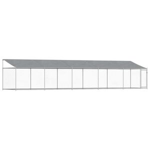 vidaXL Klatka dla psa, z dachem i drzwiami, szara, 10x2x2 m, stal