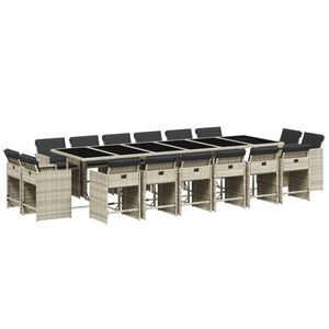 vidaXL 17-cz. zestaw mebli ogrodowych z poduszkami, jasnoszary