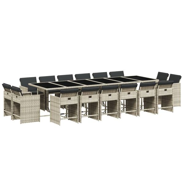 vidaXL 17-cz. zestaw mebli ogrodowych z poduszkami, jasnoszary