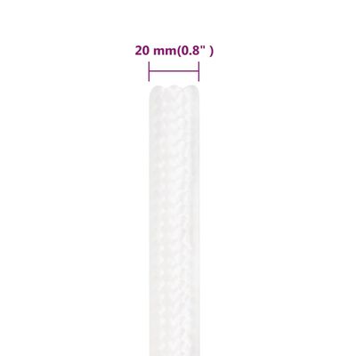 vidaXL Linka żeglarska, biała jednolita, 20 mm, 100 m, polipropylen