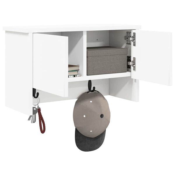 vidaXL Wieszak na płaszcze montowany na ścianie Biały 50 x 20 x 30 cm