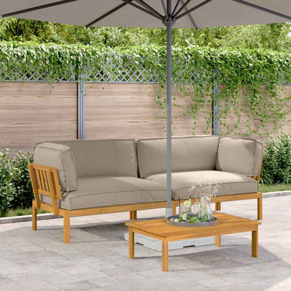 vidaXL Zestaw Sof z poduszką 2 pcs Ciemnoszary Lite Drewno Akacji