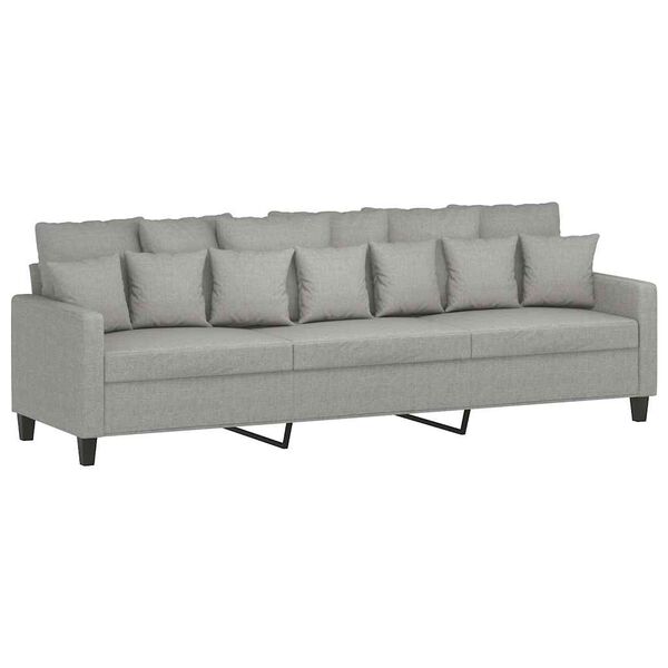 vidaXL 3-osobowa sofa z podn&oacute;żkiem, jasnoszary, 210 cm, tkaniną