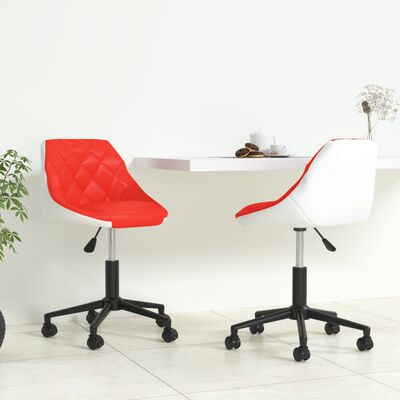 vidaXL Obrotowe krzesła stołowe, 2 szt., czerwiono-białe, ekoskóra