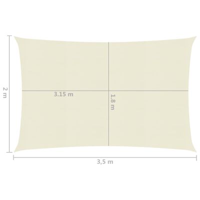 vidaXL Żagiel przeciwsłoneczny, 160 g/m², kremowy, 2x3,5 m, HDPE