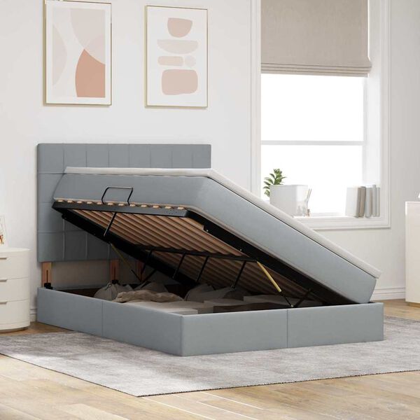 vidaXL Ł&oacute;żko z miejscem na przechowywanie i materacem 140 x 200 cm