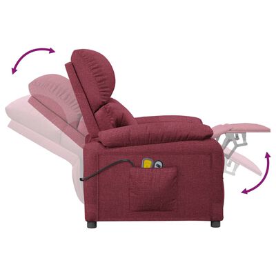 vidaXL Elektryczny fotel masujący, winna czerwień, tkanina