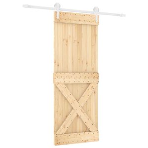 vidaXL Drzwi przesuwne 80 x 210 cm Lite Drewno Sosnowe (Nieobrobione)