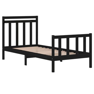 vidaXL Rama łóżka, czarna, lite drewno, 75x190 cm, pojedyncza