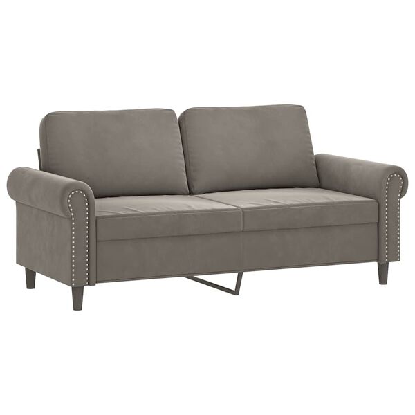 vidaXL 2-osobowa sofa z poduszkami, jasnoszara, 140 cm, aksamit