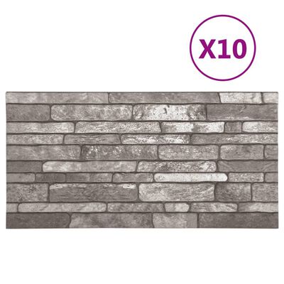 vidaXL Panele ścienne 3D, wzór ciemnoszarej cegły, 10 szt., EPS
