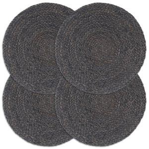 vidaXL Maty na st&oacute;ł, 4 szt., gładkie, ciemnoszare 38 cm, okrągłe, juta