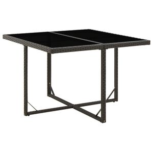 vidaXL St&oacute;ł ogrodowy, czarny, 109x107x74 cm, polirattan i szkło