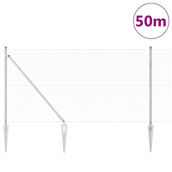 vidaXL Słupek ogrodzeniowy. Srebrny 50 x 1 m (siatka 13 mm) Stal