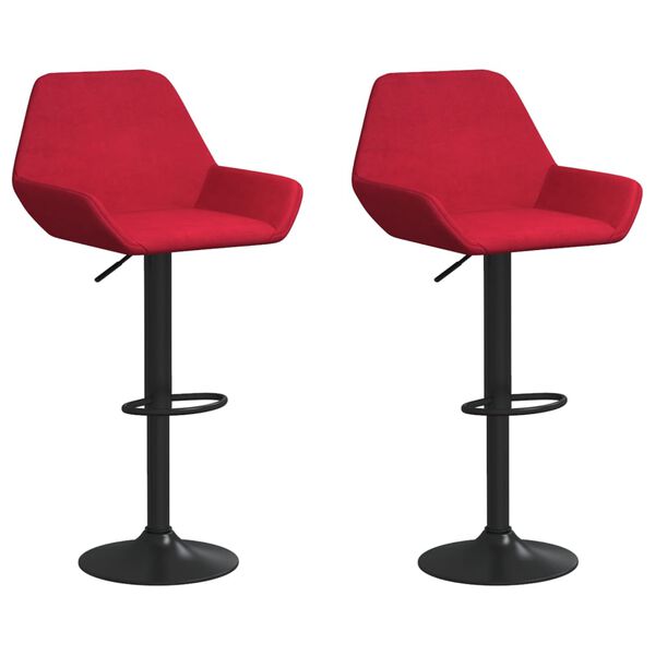 vidaXL Stołki barowe, 2 szt., winna czerwień, obite aksamitem