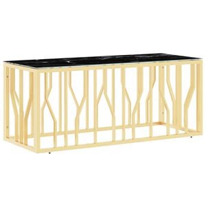 vidaXL Stolik kawowy, złoty, 110x45x45 cm, stal nierdzewna i szkło