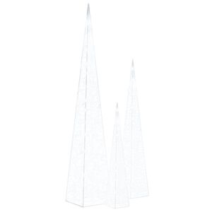 vidaXL Zestaw stożk&oacute;w dekoracyjnych z zimnym, białym LED, 60/90/120 cm