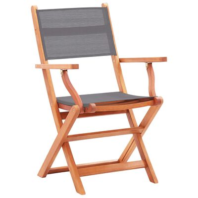 vidaXL Składane krzesła ogrodowe 6 szt. szare, eukaliptus i textilene